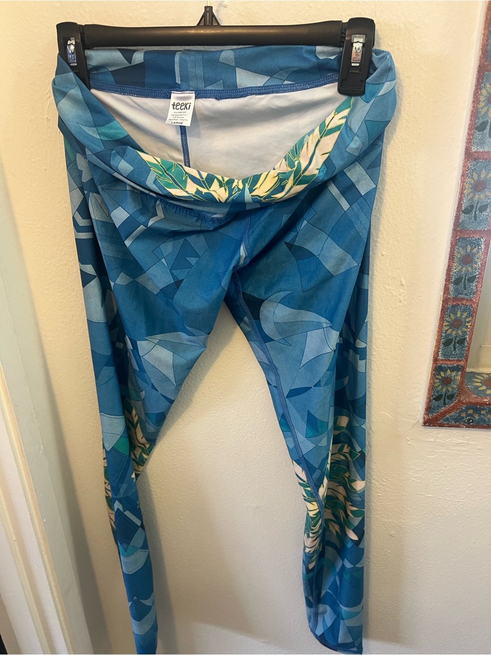 teeki Teal & Navy Tropical Print Yoga Leggings